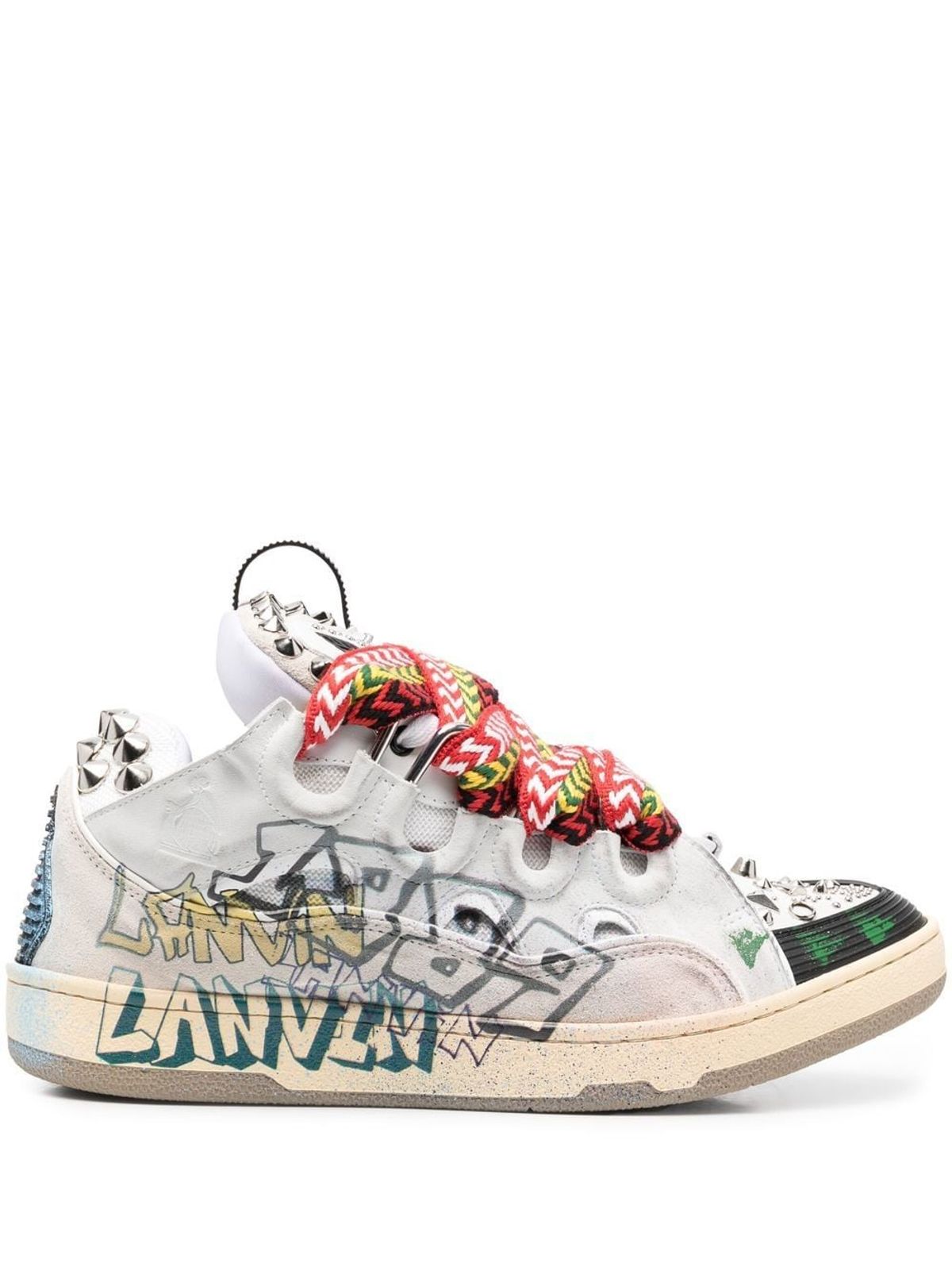Lanvin Graffiti-print Lace-up Trainers In White