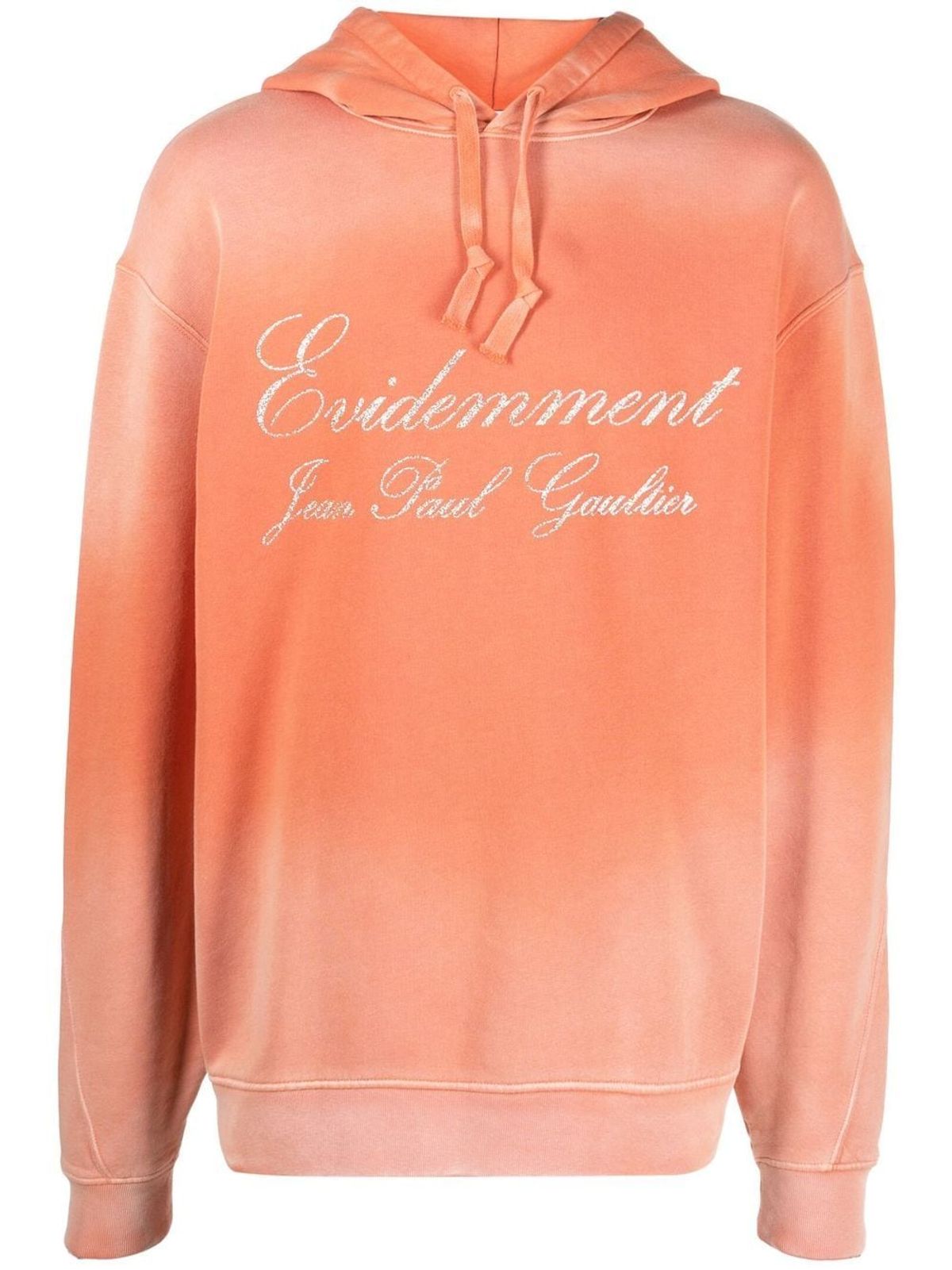 Jean Paul Gaultier Glitter-Logo Pullover Orange Bleached Hoodie