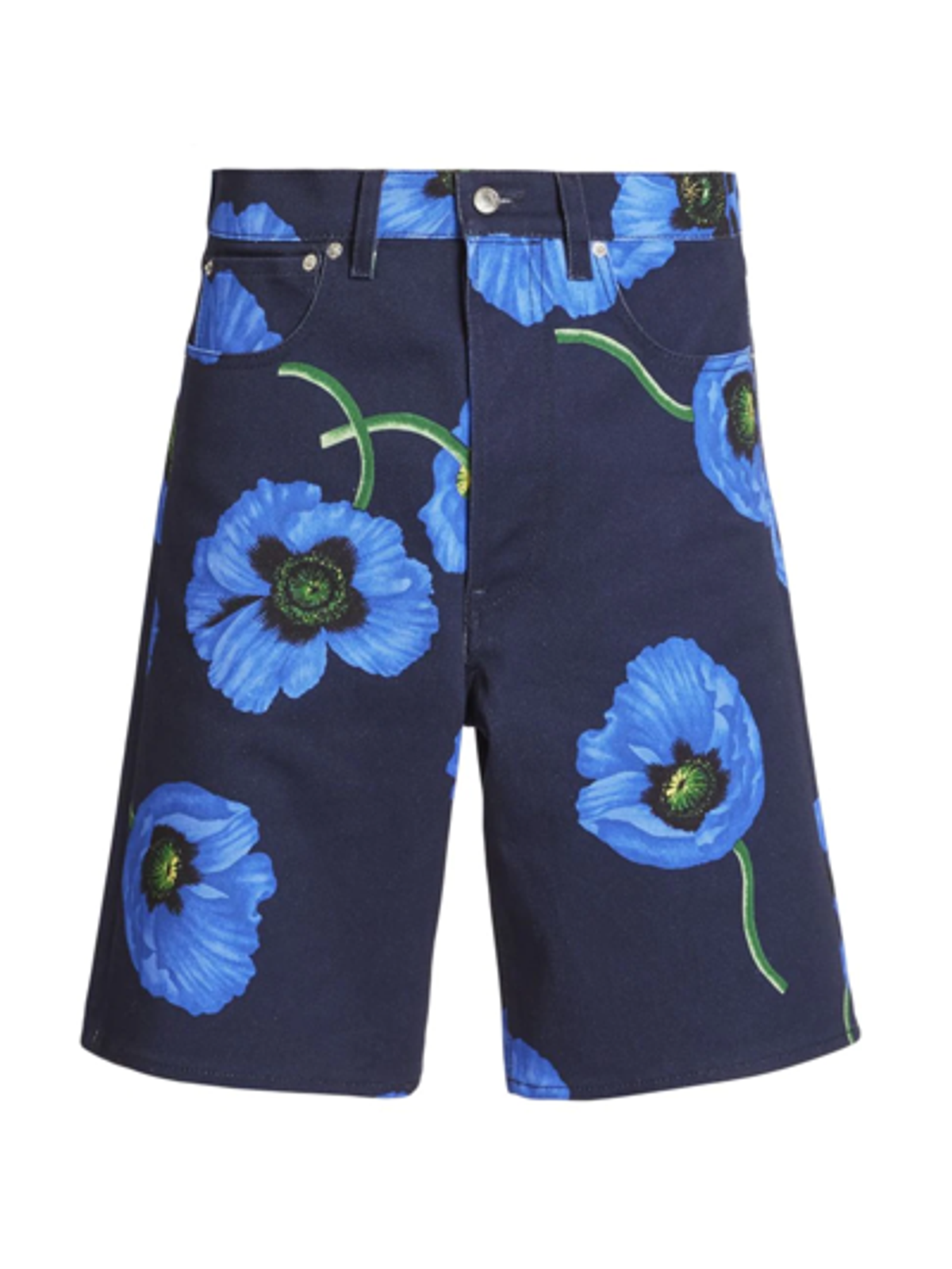 Kenzo Poppy-Print Midnight Blue Shorts