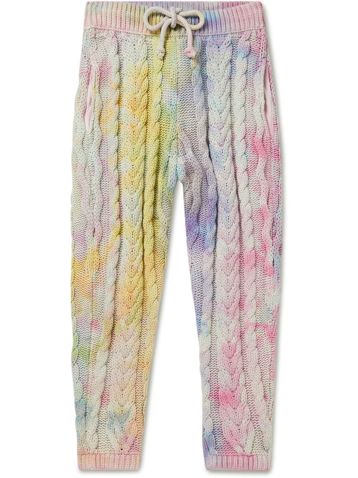 Camp High Aura Tapered Tie-Dyed Cable-Knit Cotton-Blend Sweatpants