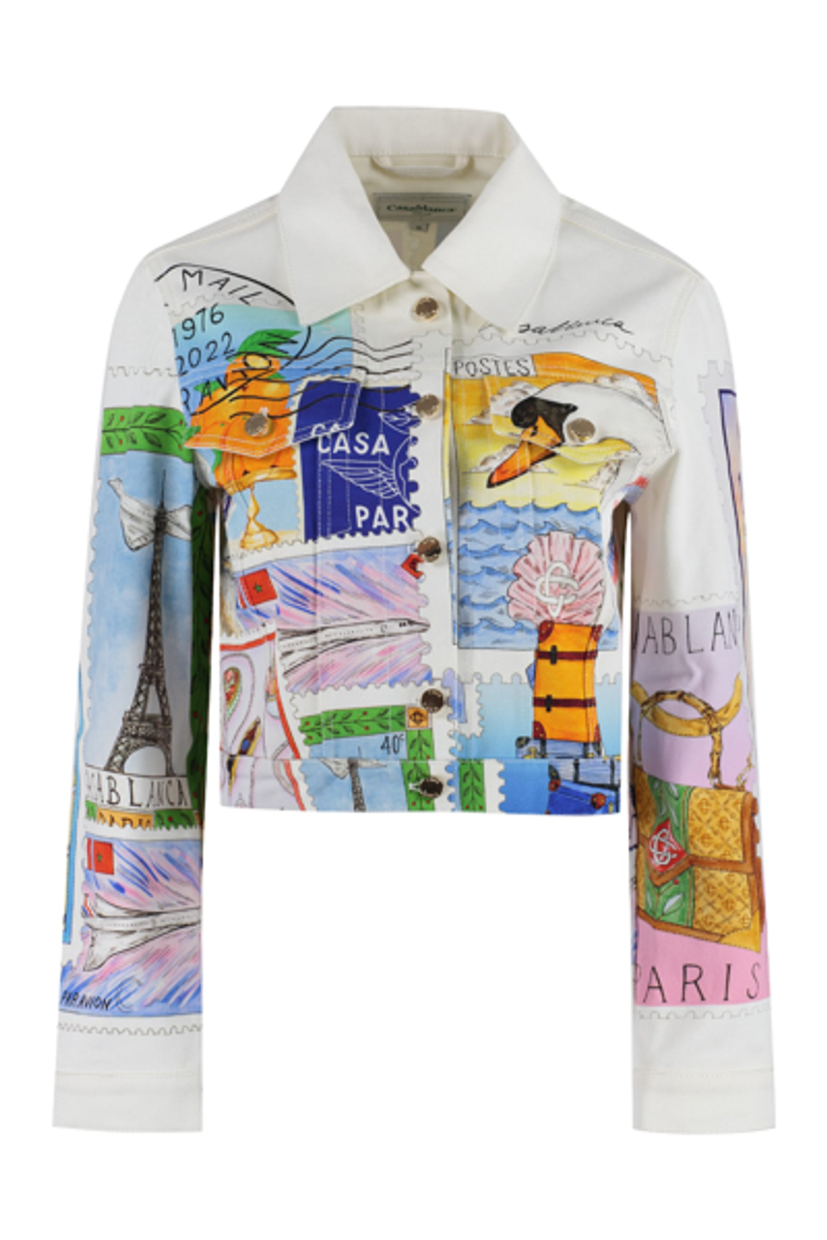 Casablanca Souvenirs De Vacances Classic Printed Denim Jacket