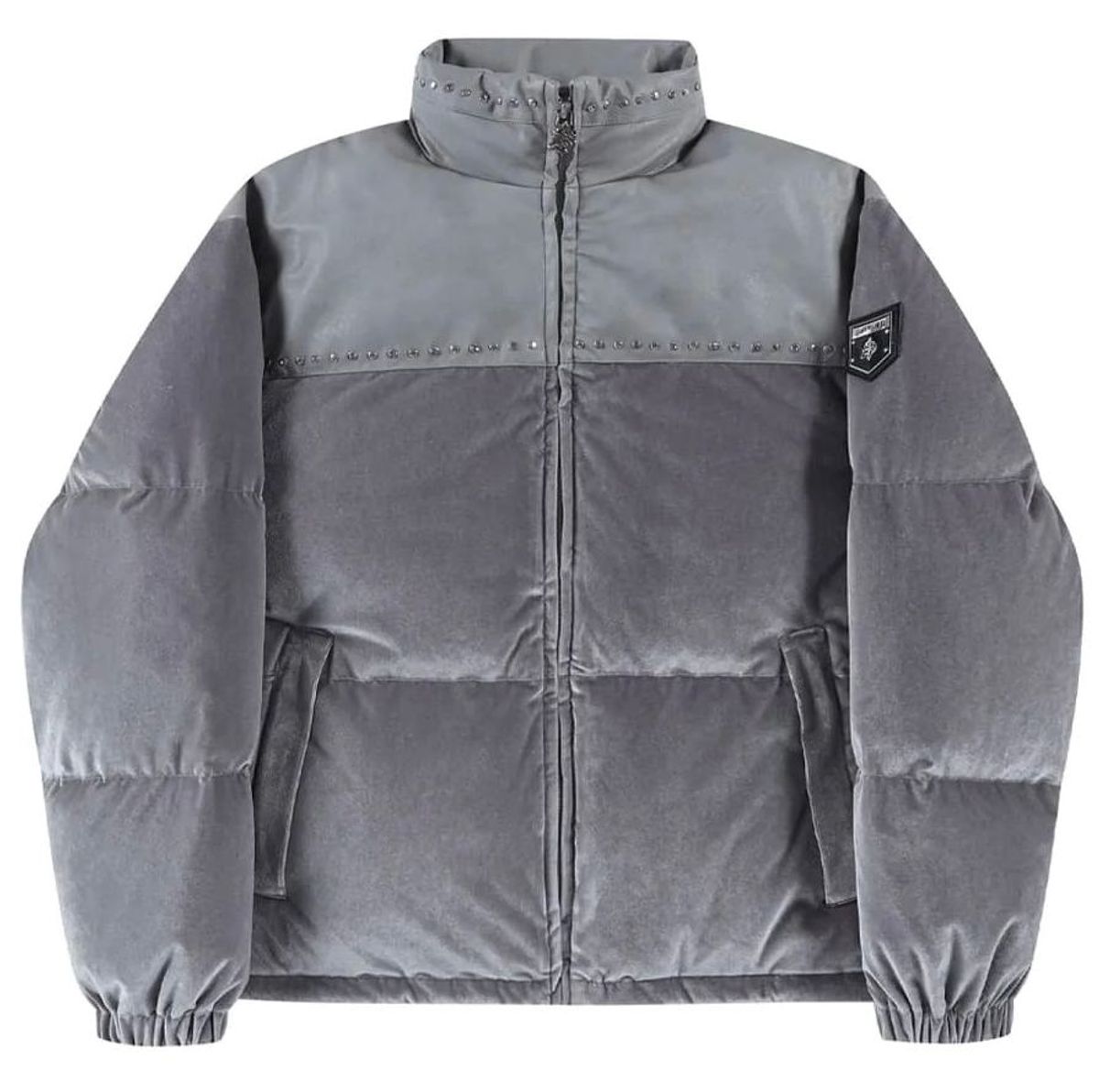 Supplier Studs Velor Gray Puffer Jacket