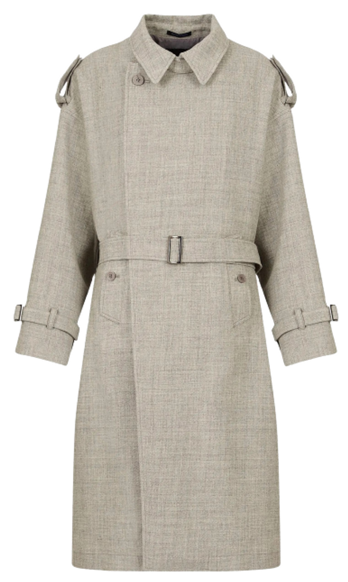 Emporio Armani Epaulettes In A Virgin Wool Melange Belted Coat