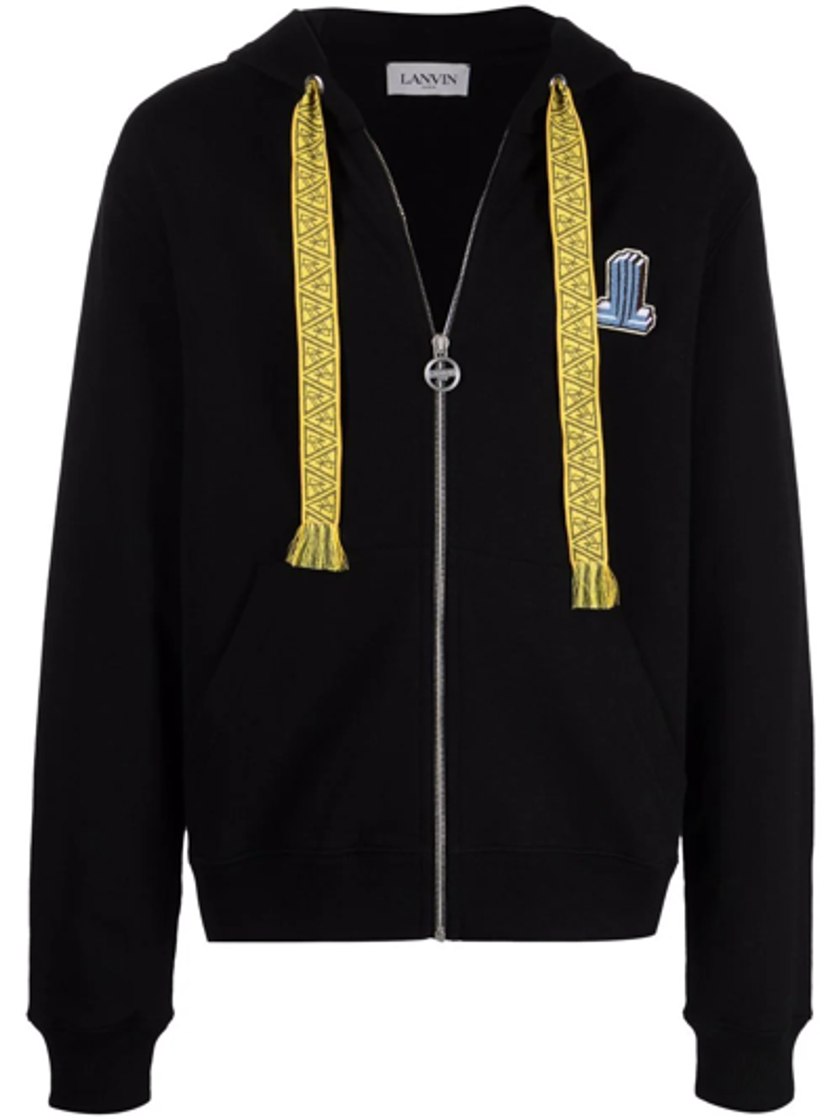 Lanvin Logo Embroidery Cotton Jersey Black Zip Hoodie