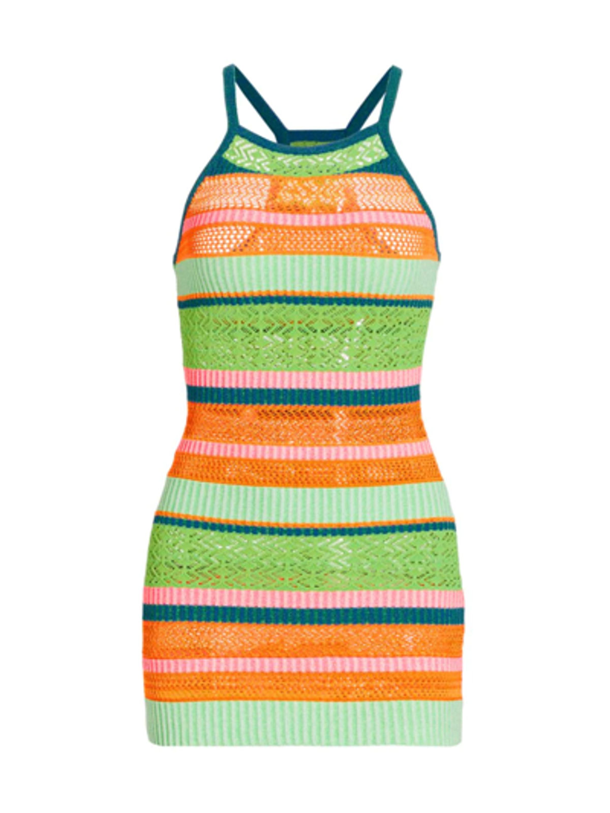 AGR Knit Striped Lace Racerback Mini Dress