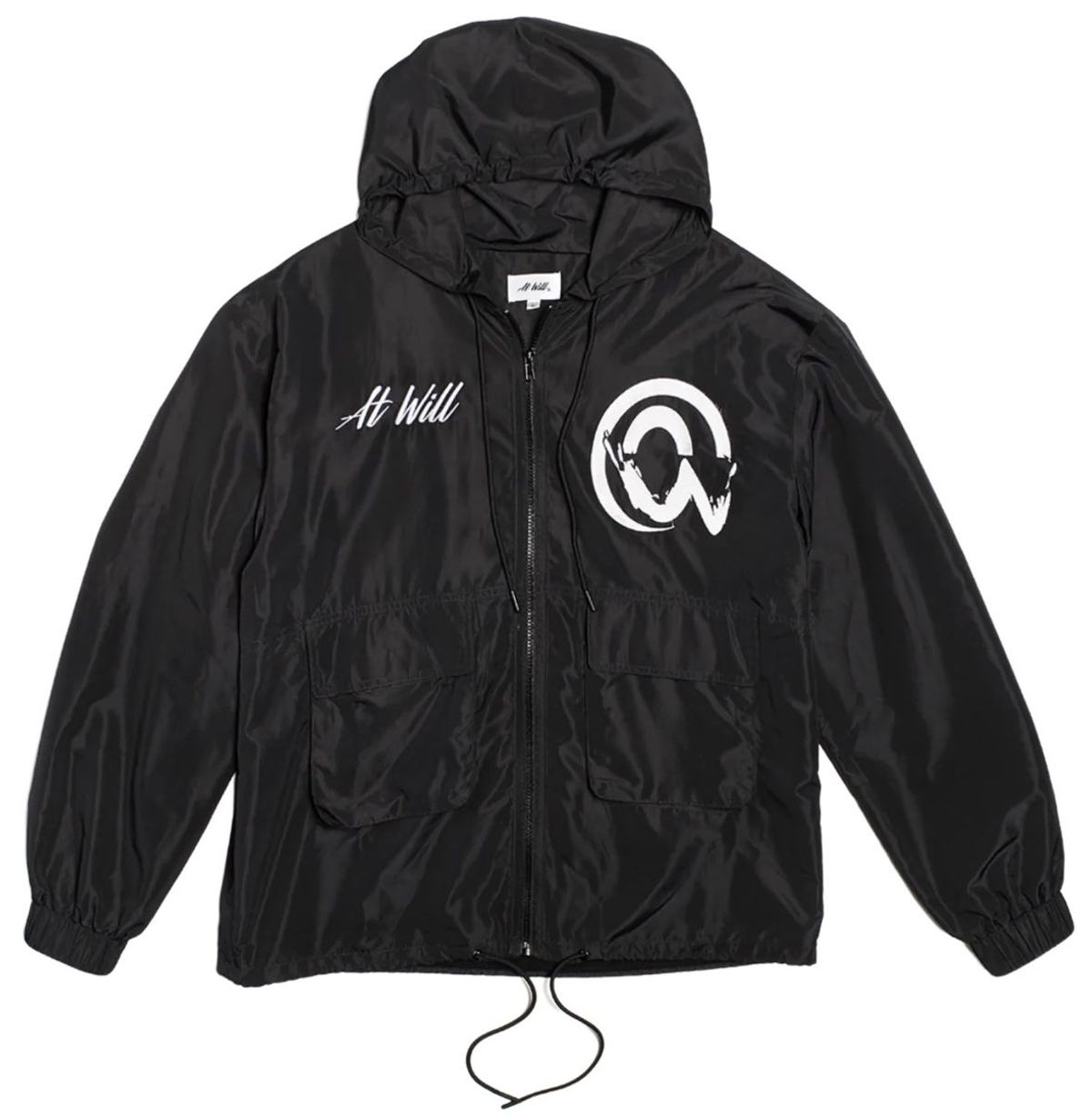 At Will AW Logo Black Windbreaker