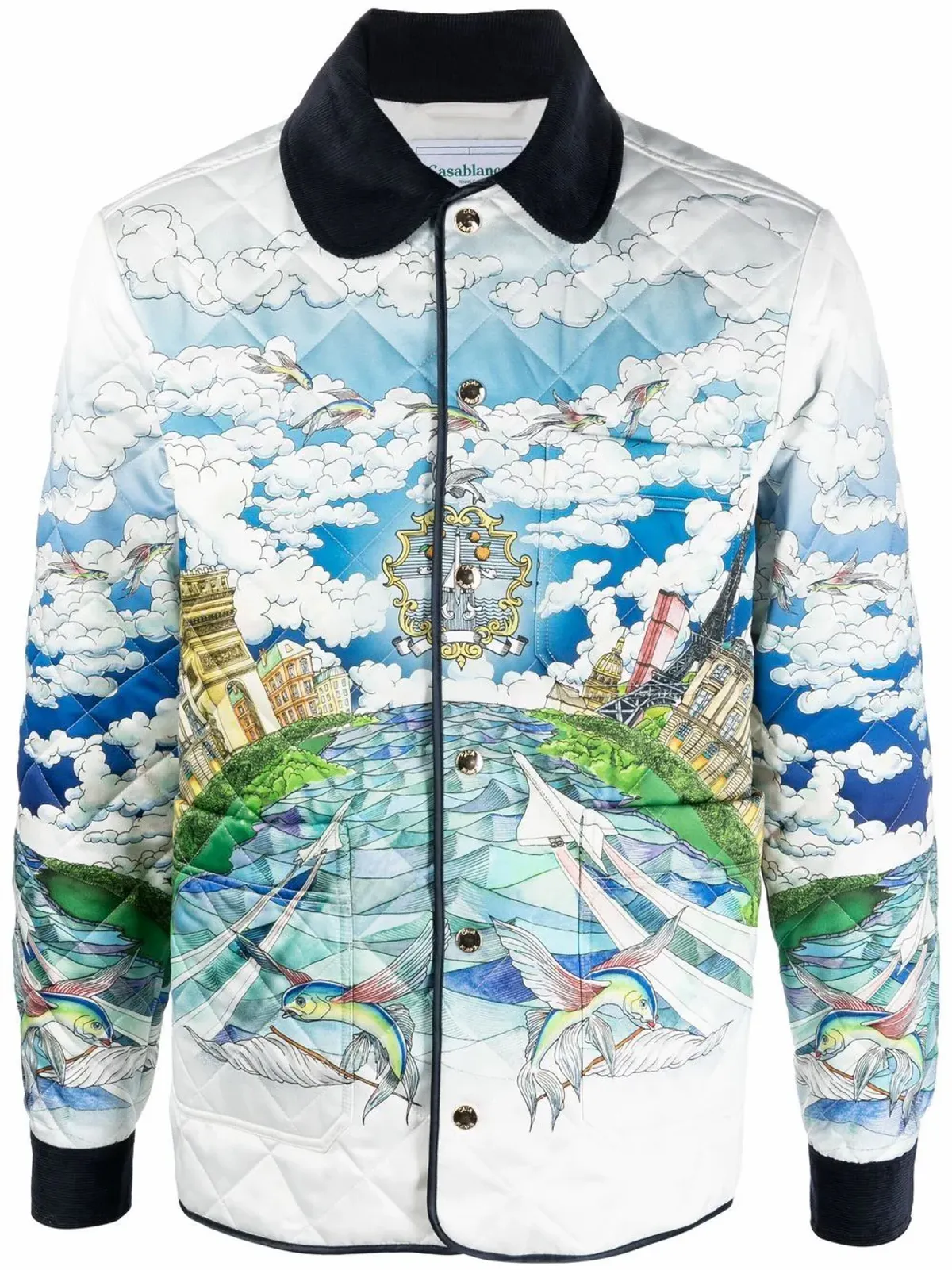 Casablanca Le Vol Ideal Print Quilted Satin Jacket