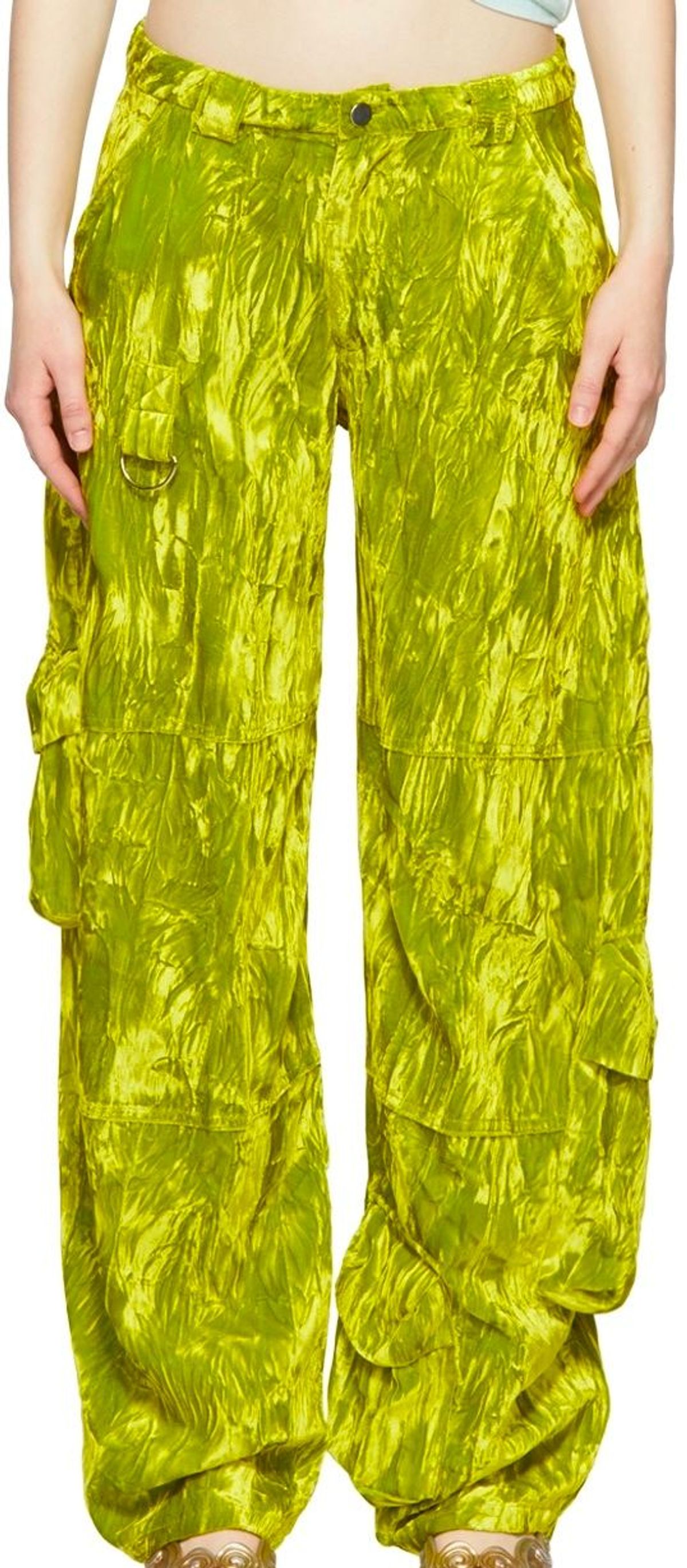 Collina Strada Lime Green Cupro Trousers