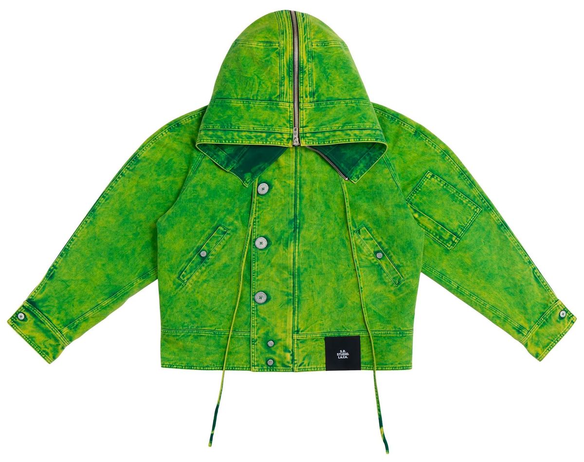 S.R. Studio. La. Ca. IO Wash Lime Denim Bomber Jacket