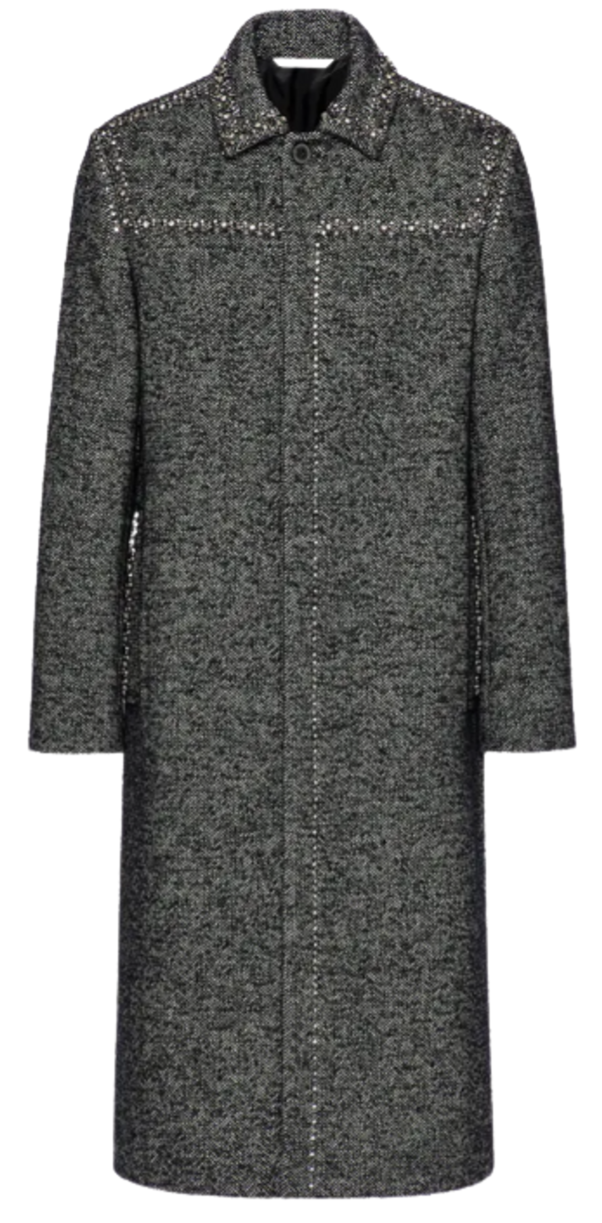 Valentino Uomo Stud Crystal Embroidered Wool Tweed Coat