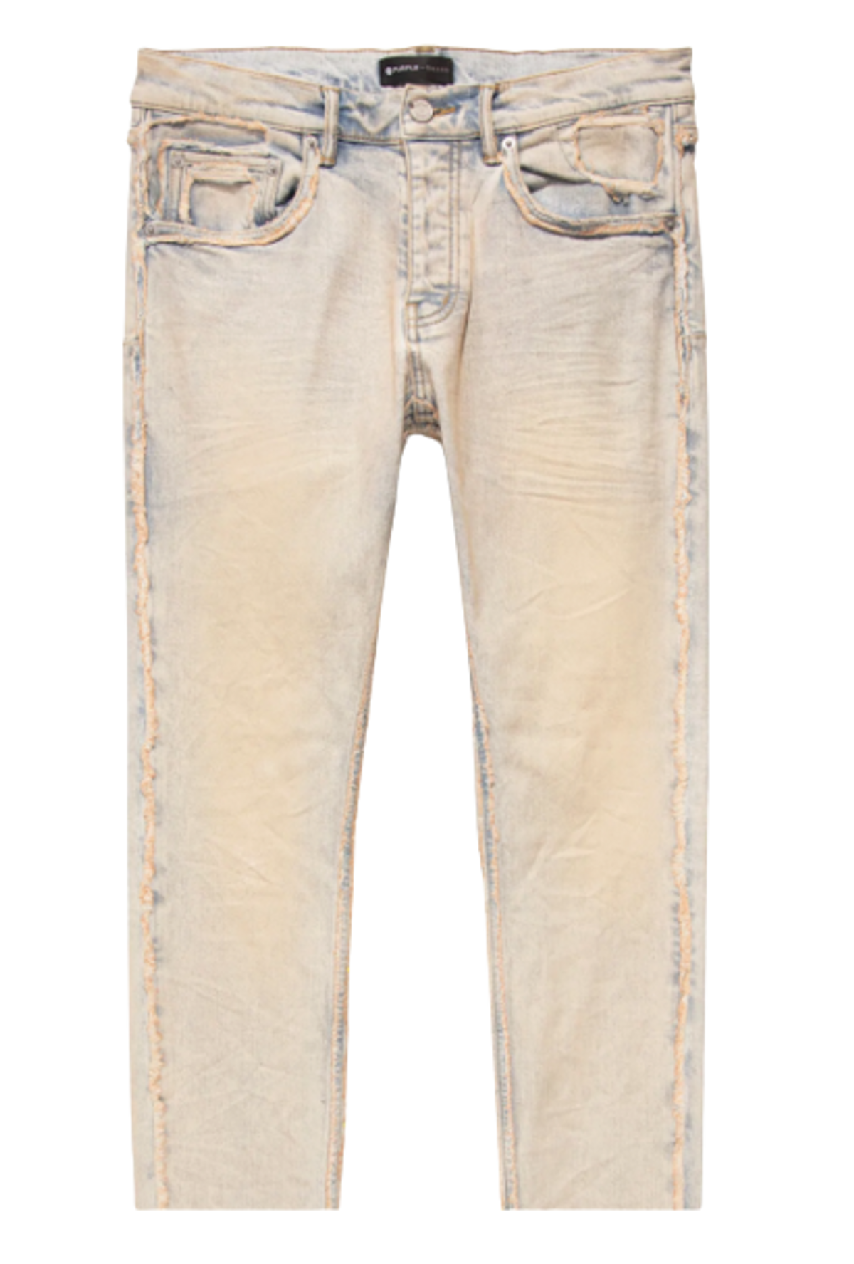 Purple Brand P001 Low Rise Faded Tinted Indigo Fray Skinny Jeans