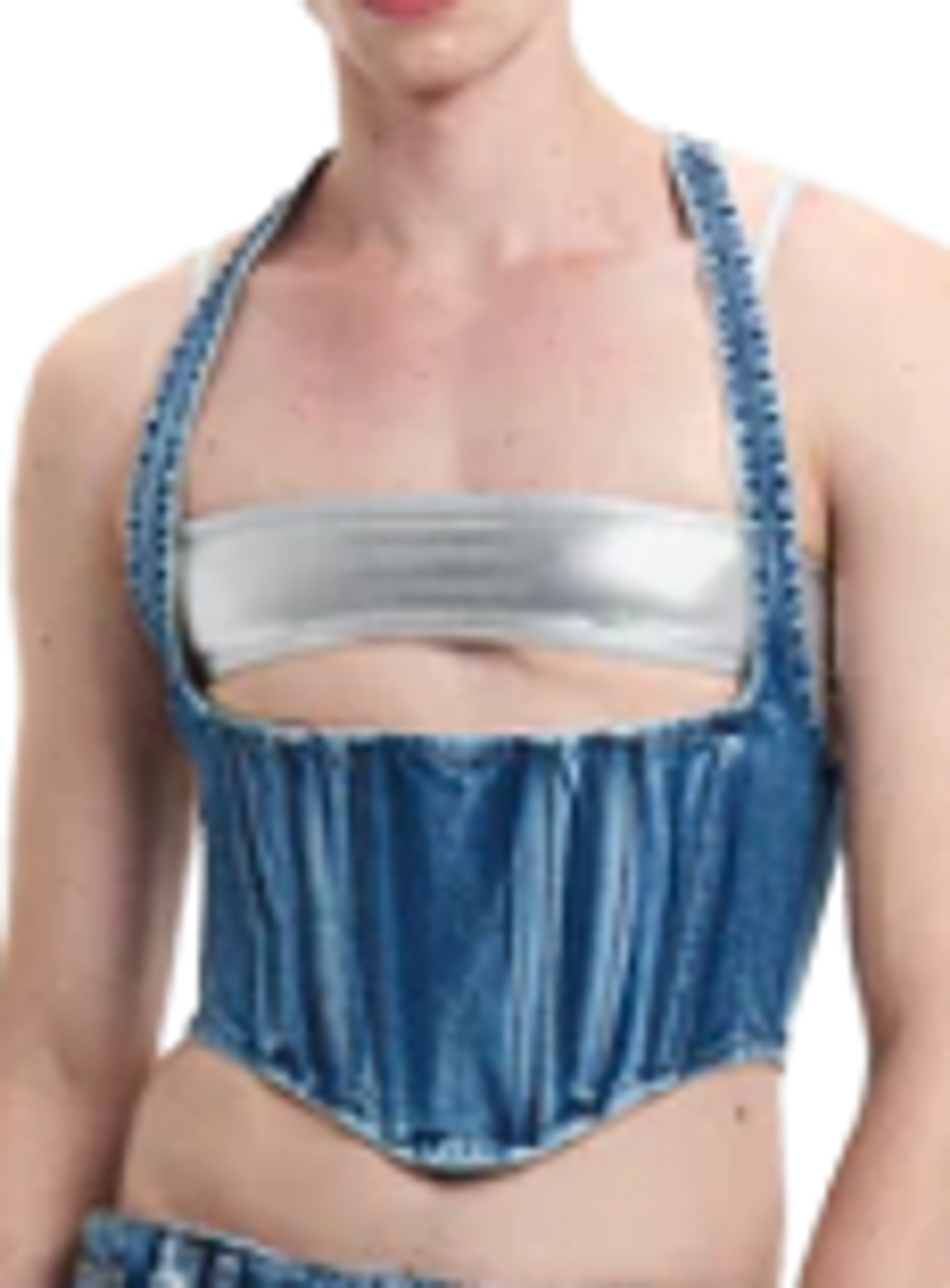 Another Place Denim Preto Corset