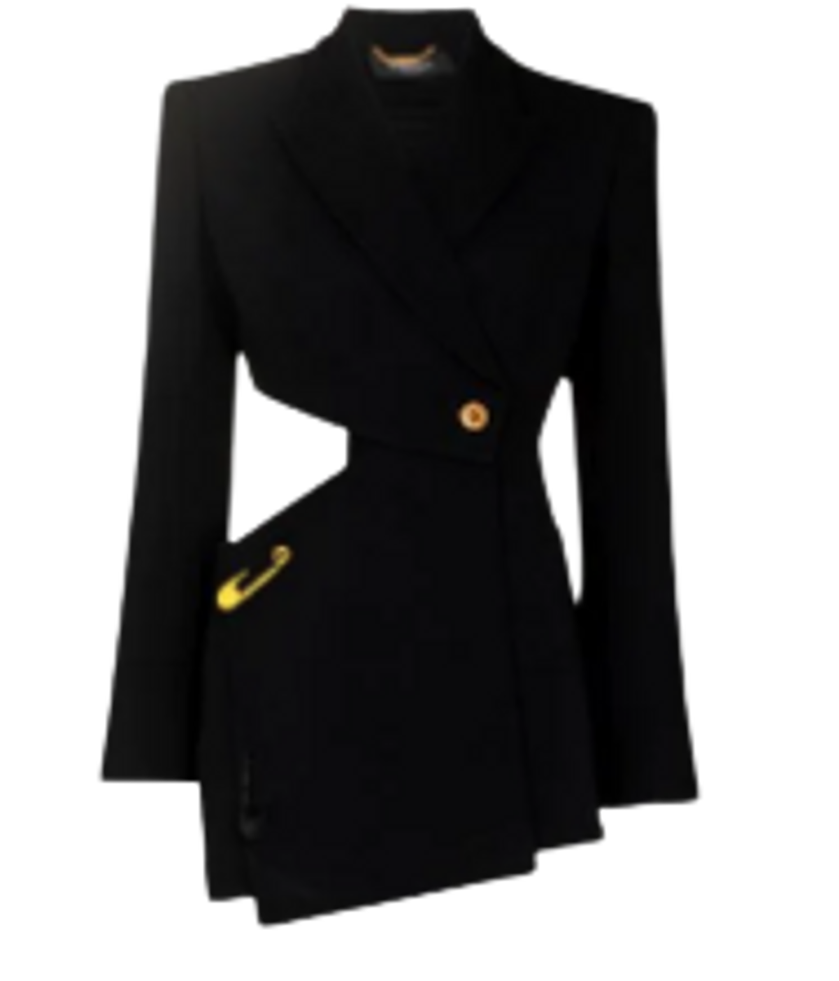 Versace Black Safety Pin Cutout Blazer