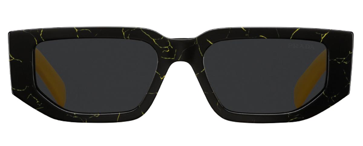 Prada Symbole Slate Gray Lenses Marbleized Black and Yellow Sunglasses