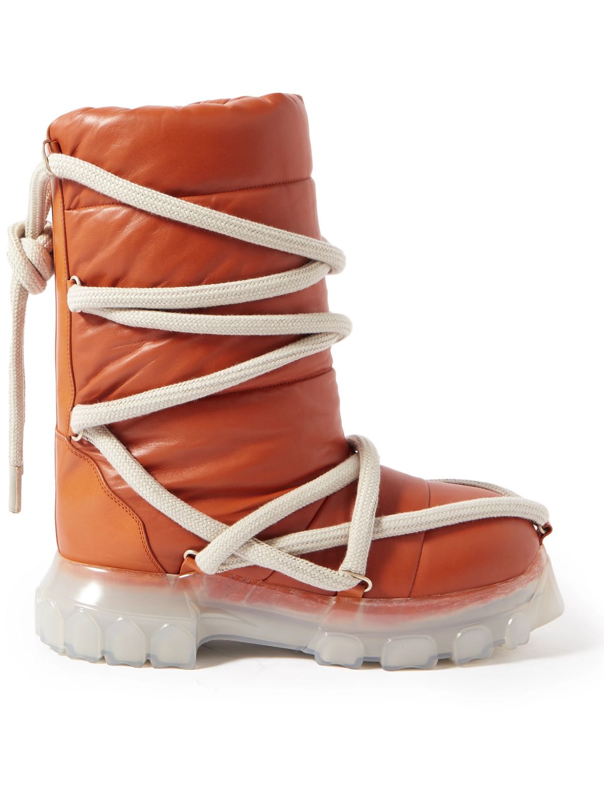 Rick Owens Lunar Padded Orange Leather Boots