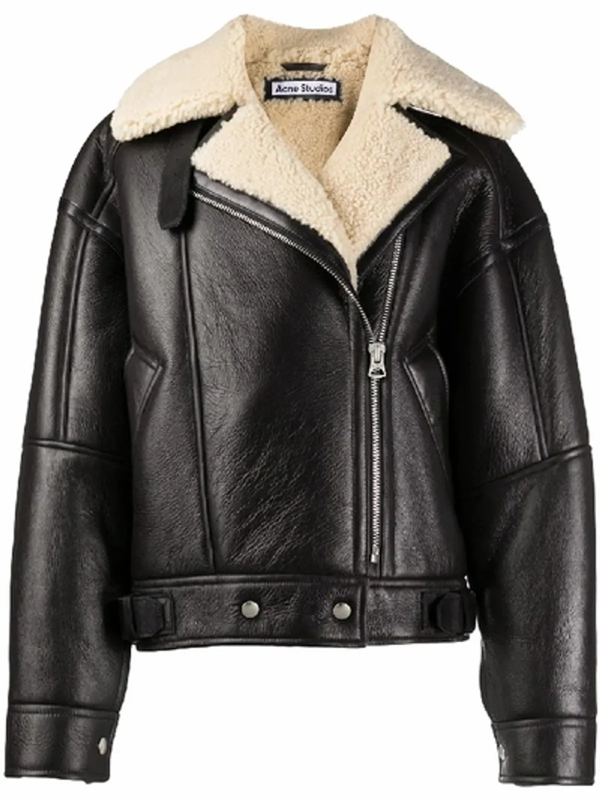Acne Studios Calf Leather Black Shearling Flight Jacket
