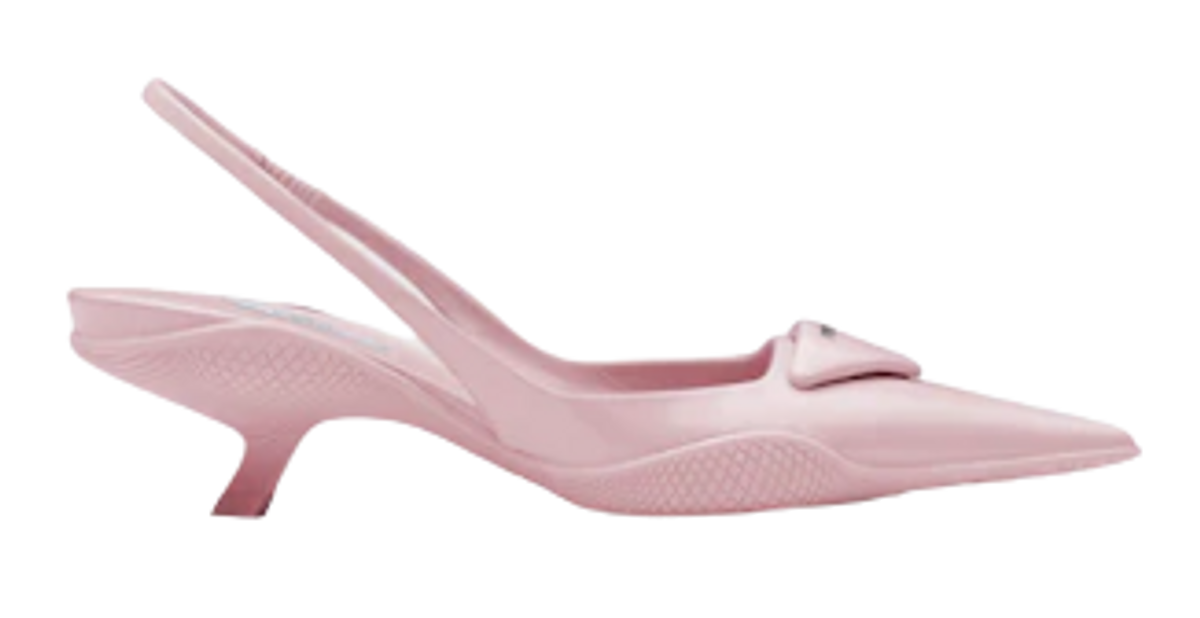 Prada Brushed Leather Alabaster Pink Slingback Pumps