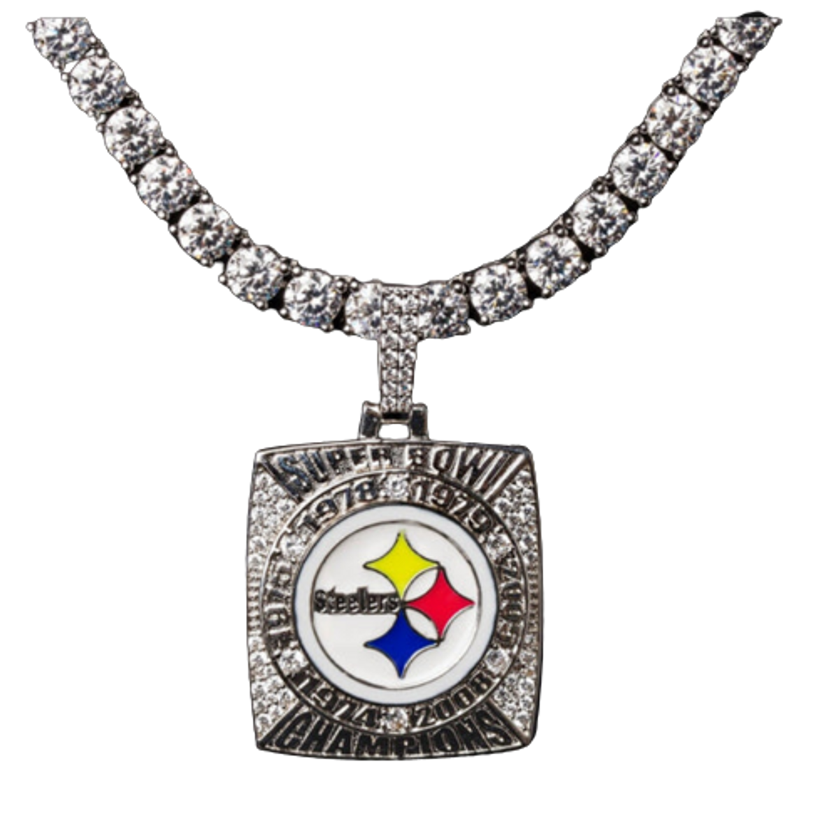 The GLD Shop Pittsburgh Steelers White Gold Championship Pendant