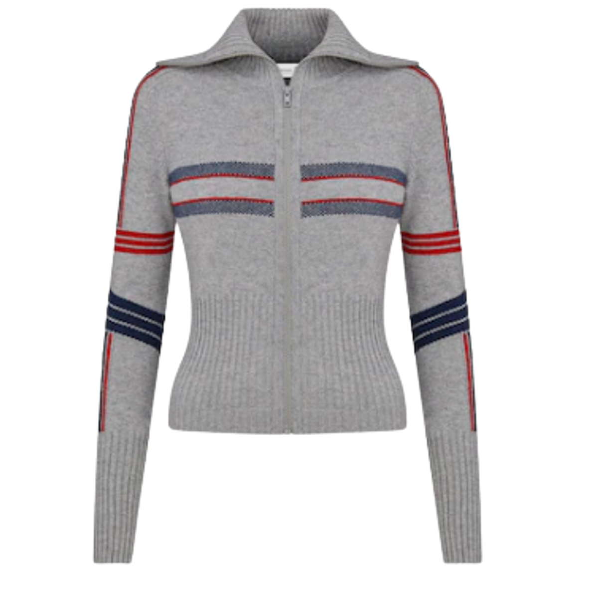 Dior Gray Three Tone Wool Cashmere Knit Cardigan
