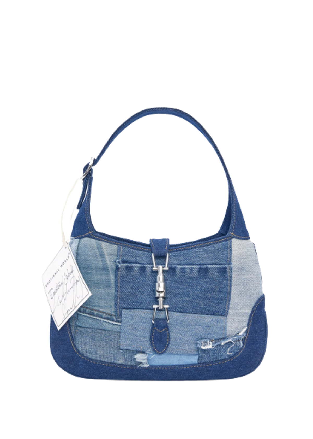 Emotional World Multi Denim Vintage Half Moon Bag