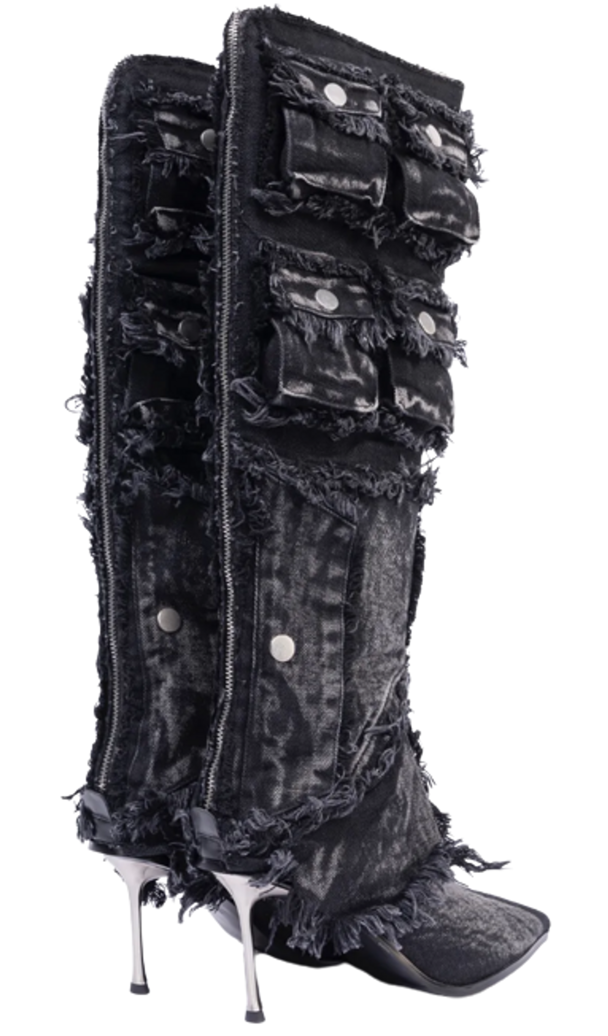 No Faith Studios Pocket Denim Black Heels