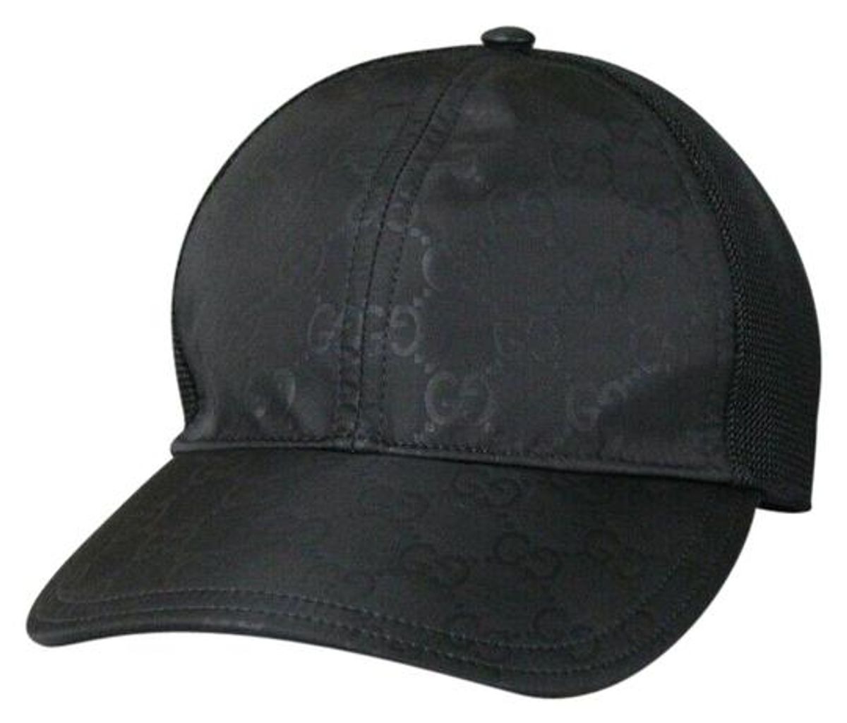 Gucci Black Nylon Fabric Mesh Gg Chain Link Logo Baseball Cap Adjustable Hat