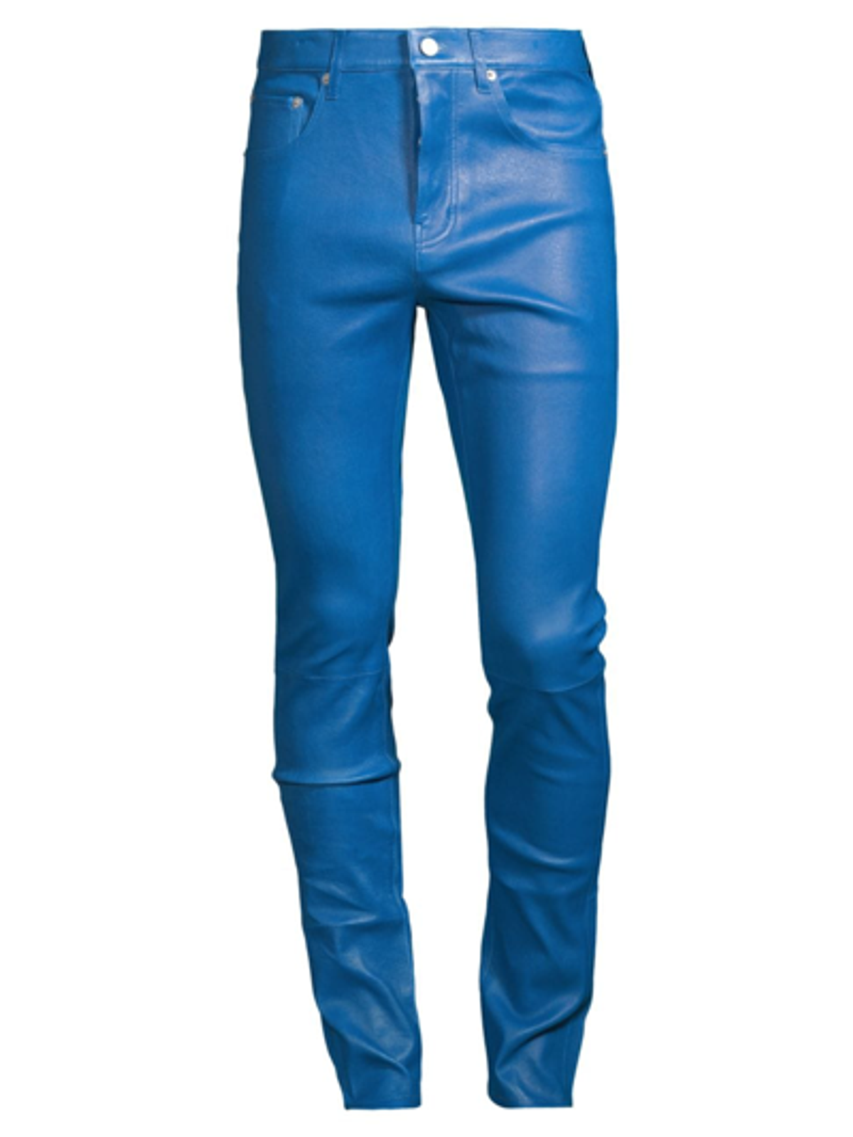 Purple Brand Leather Slim-fit Pants In Galaxy Blue