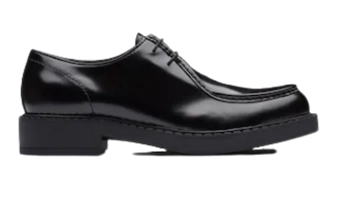 Prada Brushed Leather Lace Up Black Shoes
