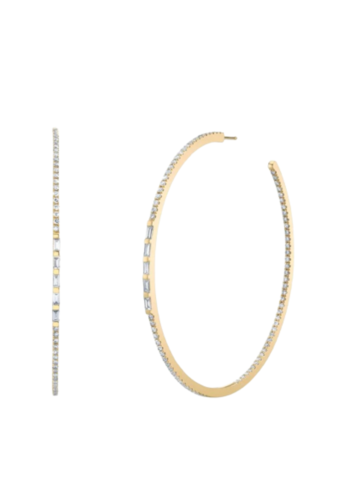 Shay Jewelry Diamond 5 Baguette Pave Hoops Earrings