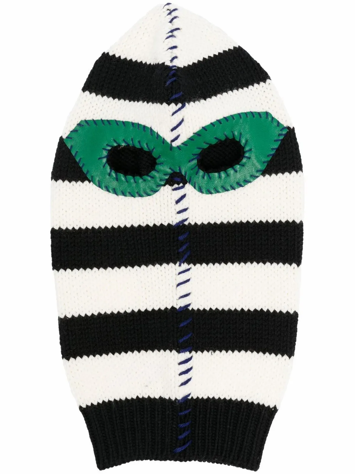 Marni White/Black/Green Striped Knit Balaclava
