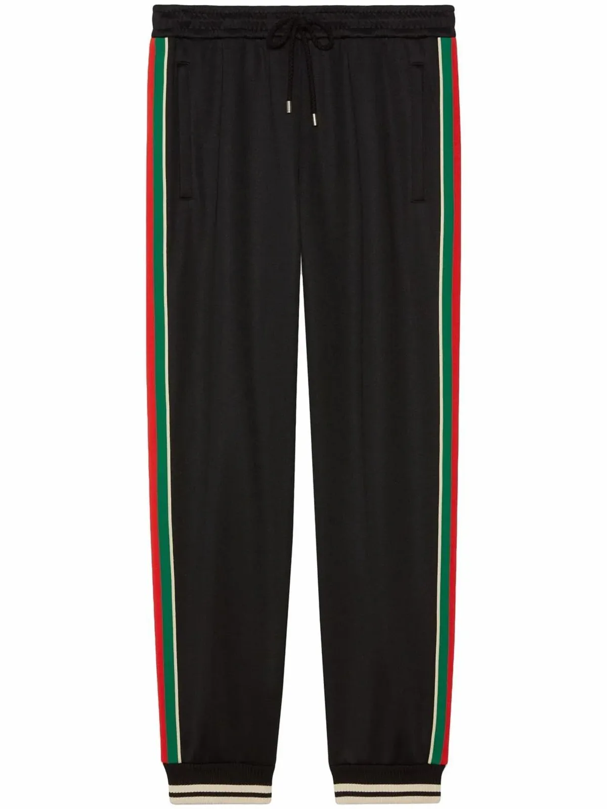 Gucci Tapered Webbing-Trimmed Tech-Jersey Black Track Pants