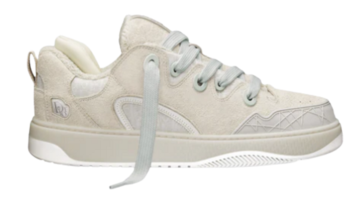 Dior × ERL Cream Suede White Cream Oblique Jacquard Sneakers