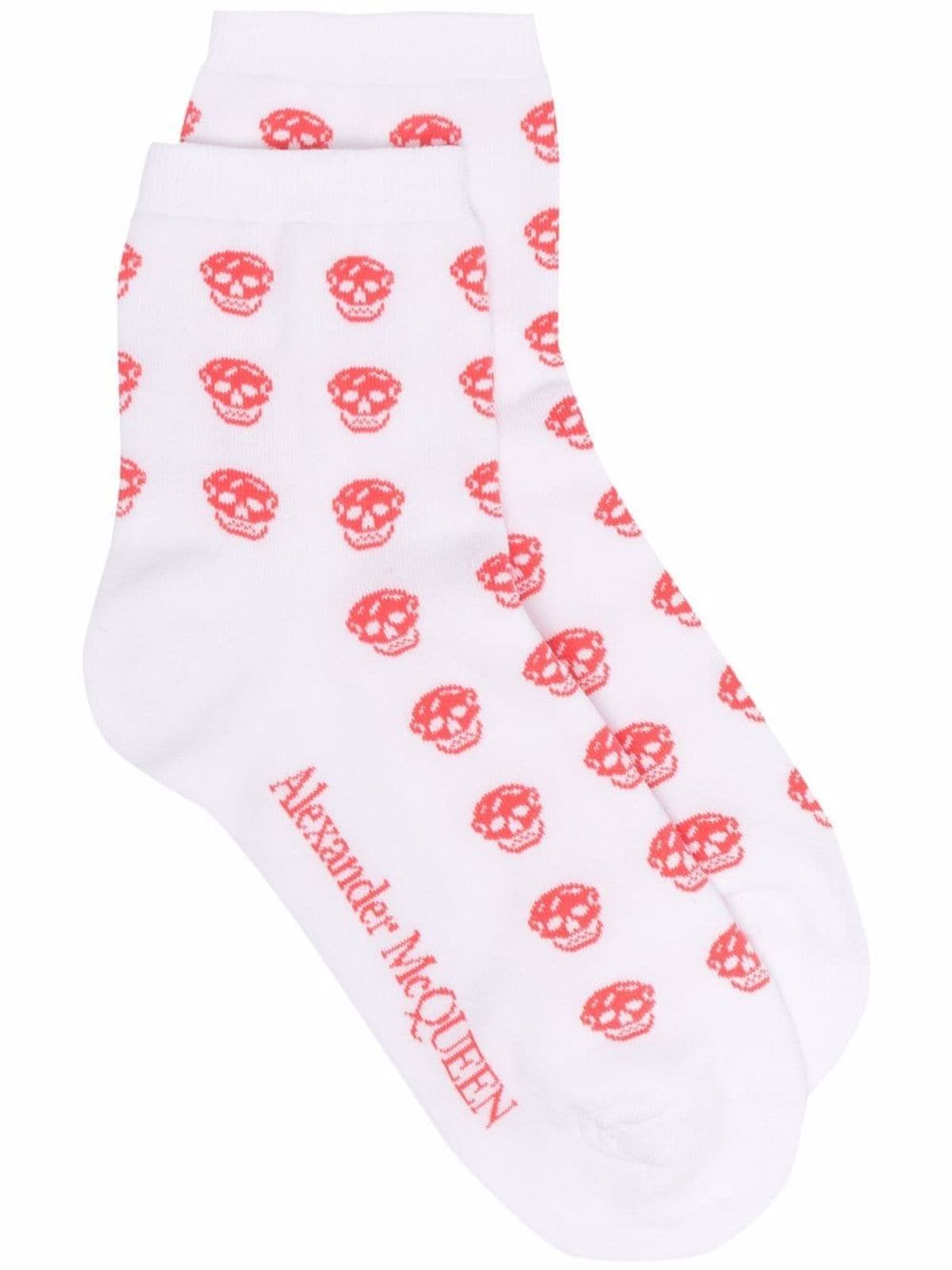 Alexander McQueen Skull Logo Intarsia Socks In White