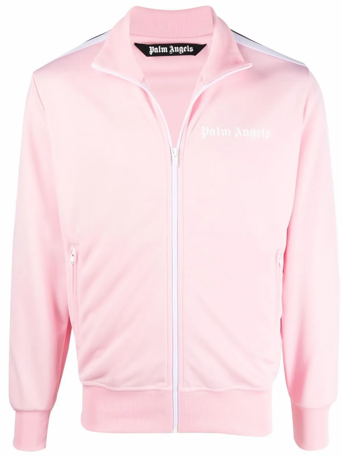Palm Angels Classic Side-stripe Zipped Jacket In Almond Blossom White