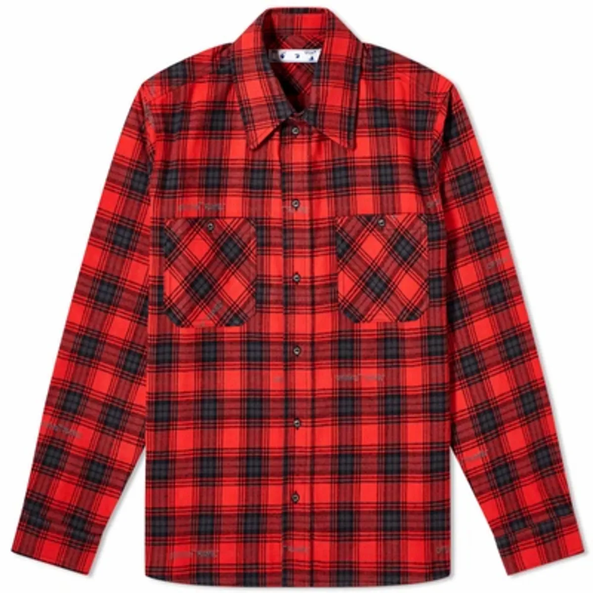 Off-White Stencil Red Flannel Check Shirt
