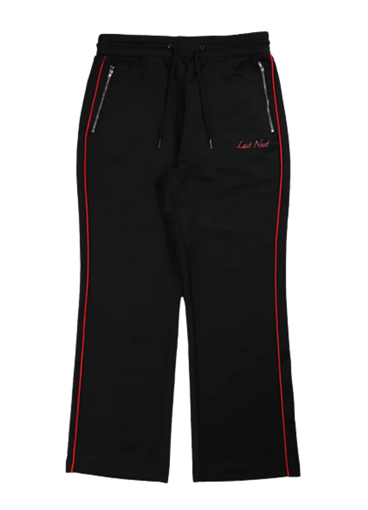 Last Nest Embroidered Black Red Track Pants