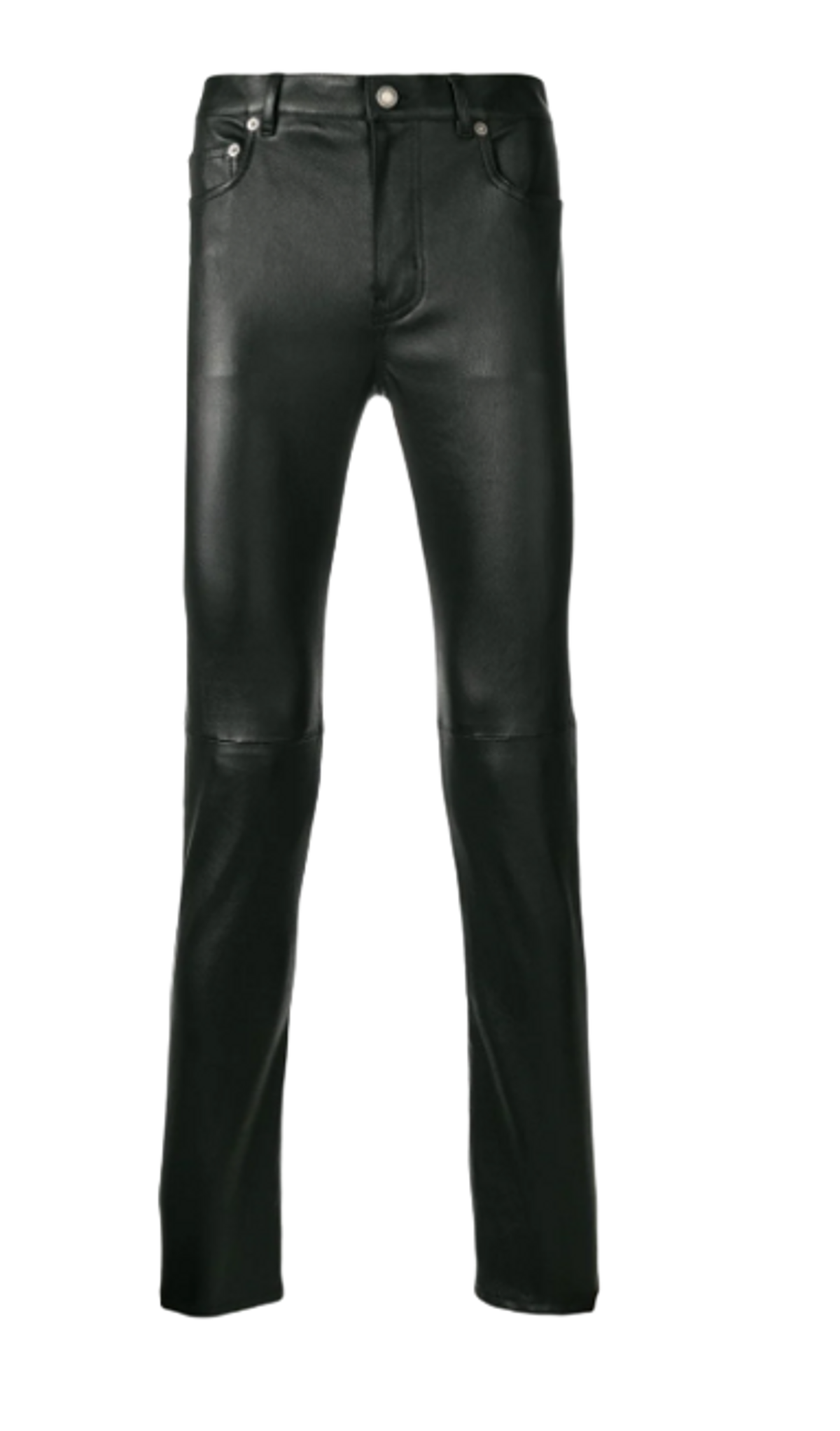 Saint Laurent Stretch Grain Leather Skinny Black Pants