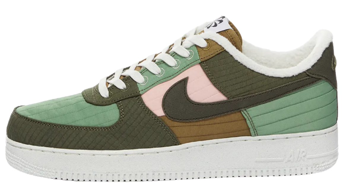 Nike Air Force 1 07 Low Patchwork Quilt Oil Green Sneakers