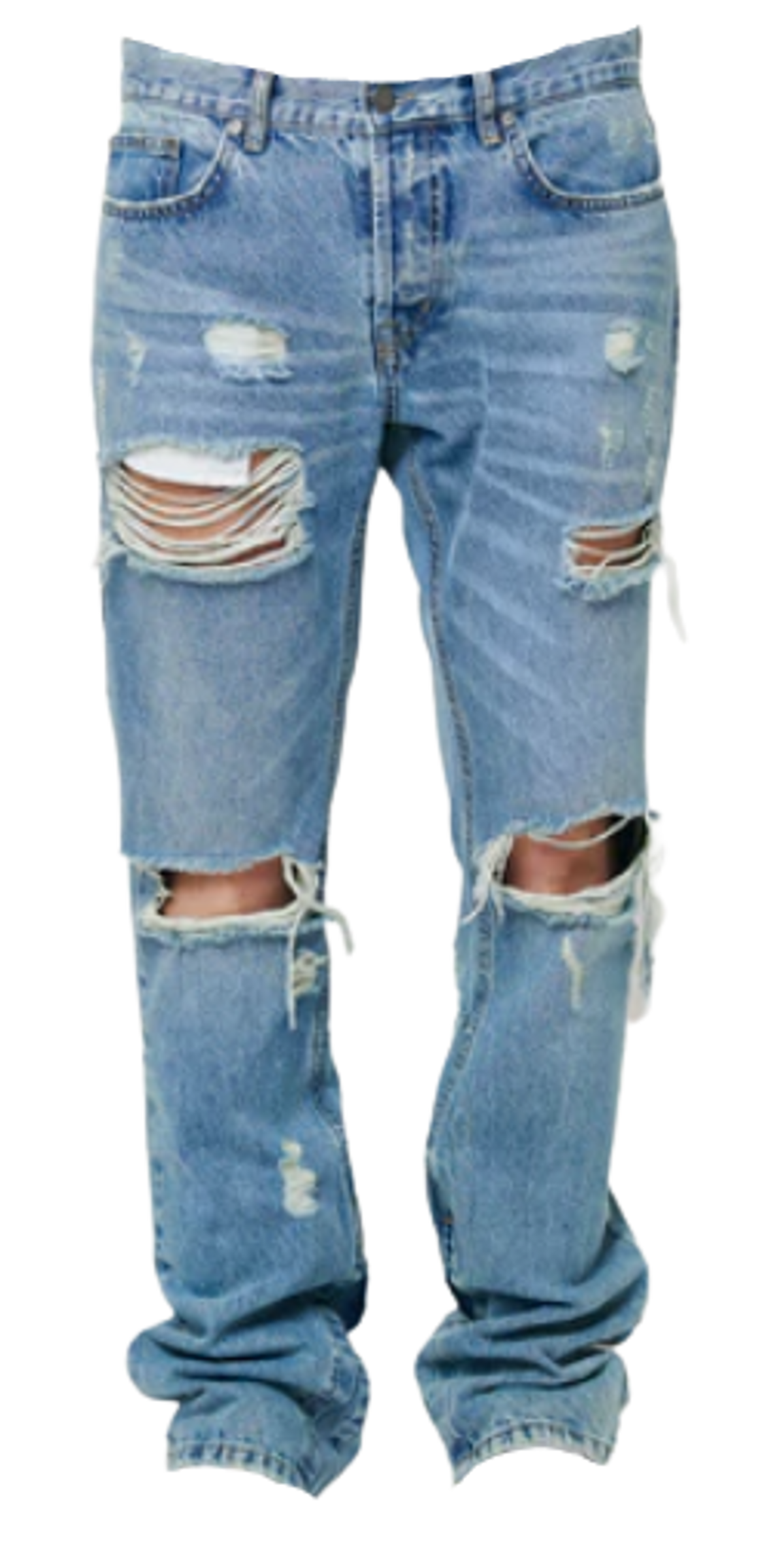 Live Fast Die Young Distressed Flared Washed Blue Denim Jeans