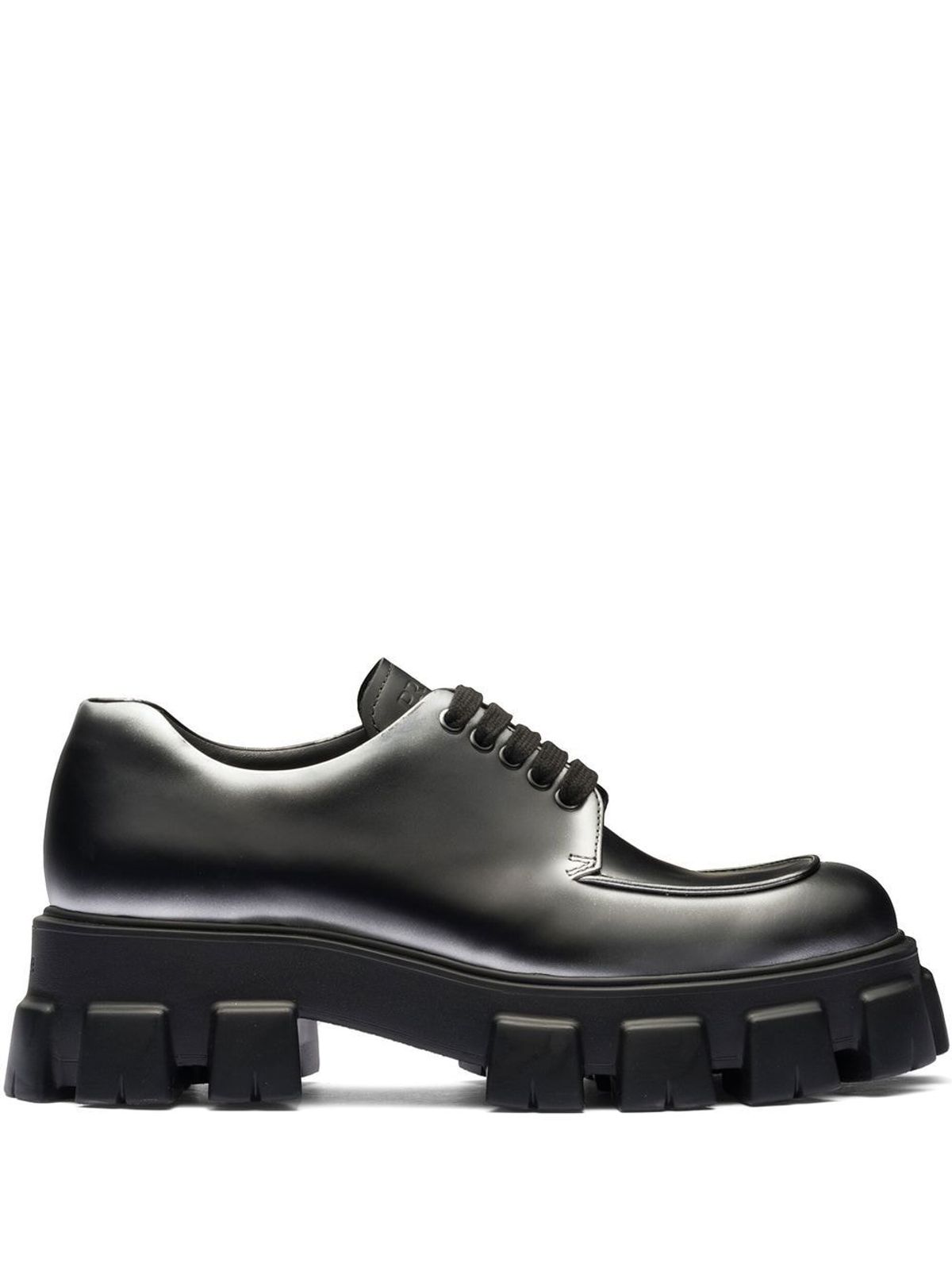 Prada Monolith Nuanced Leather Shoes In Black