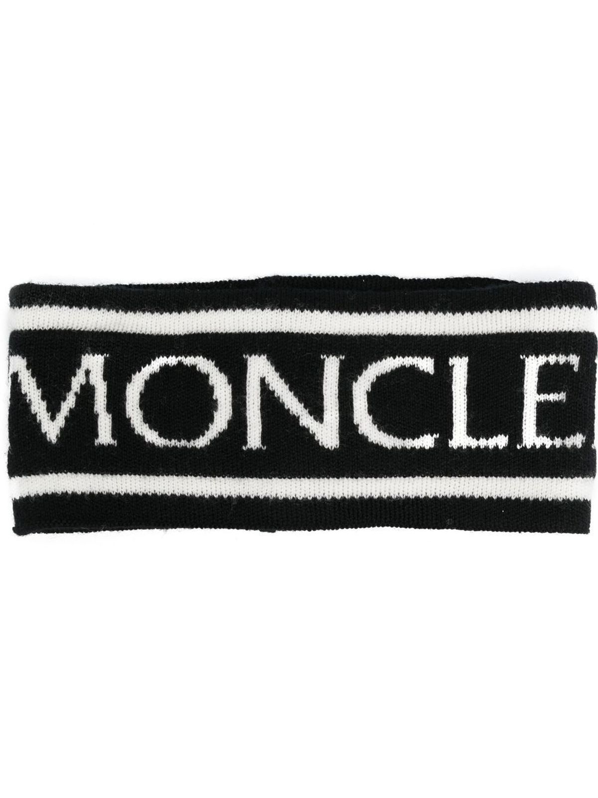 Moncler Logo Intarsia-Knit Black Headband