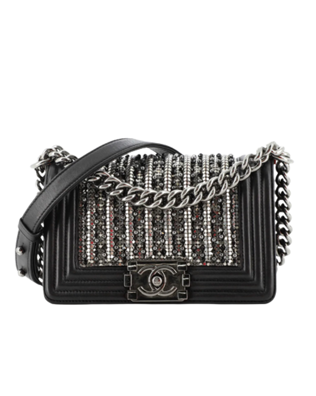 Chanel Black Strass Crystals Boy Flap Bag