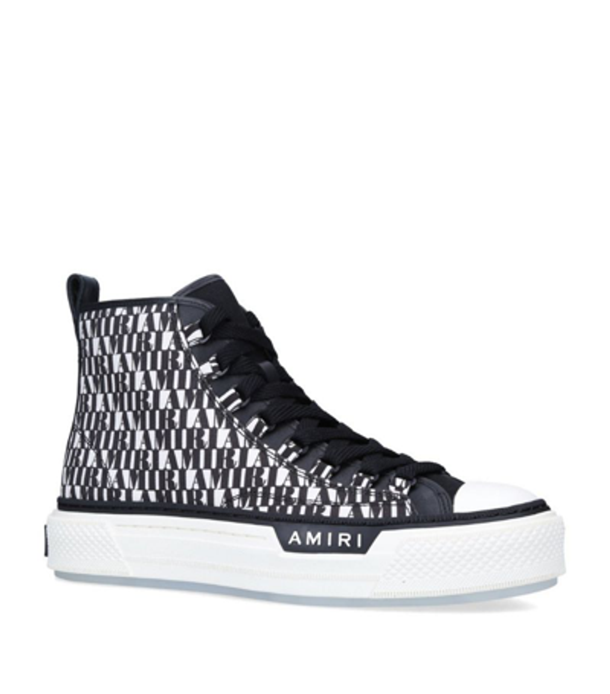Amiri Court Allover Logo High-top Sneakers In Black & White