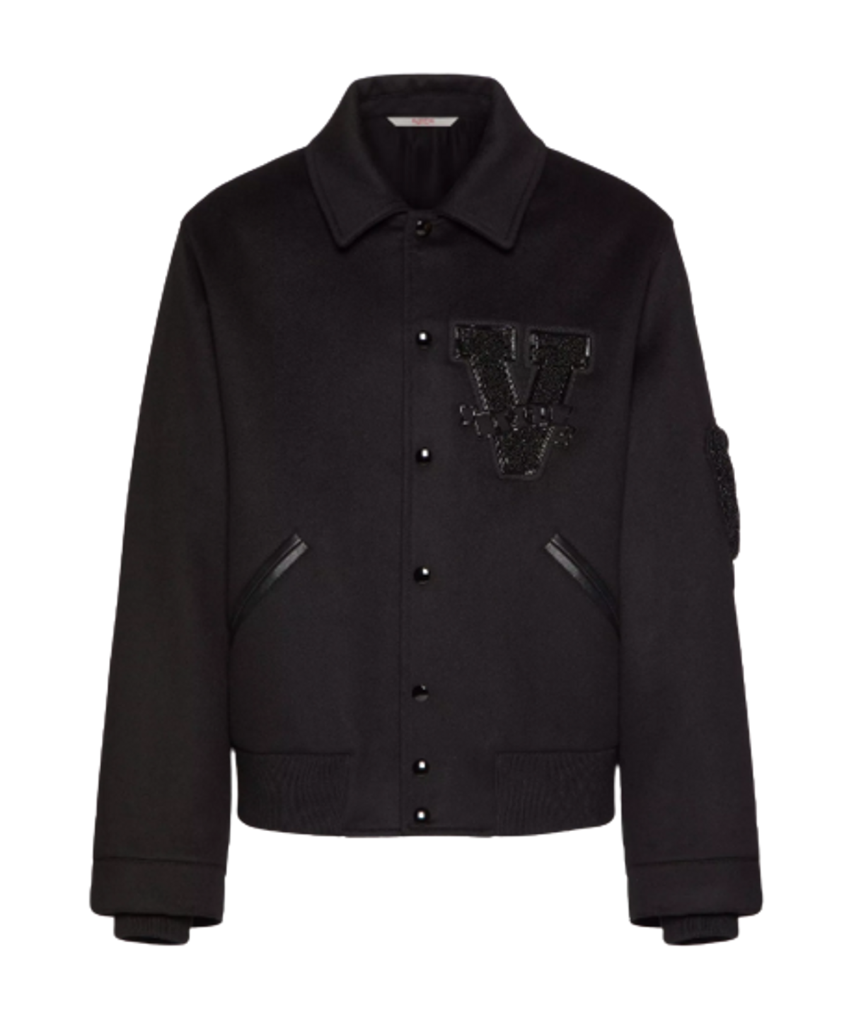Valentino Double Wool Black Logo Jacket