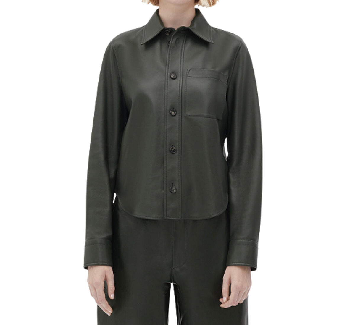 Bottega Veneta Dark Green Soft Leather Shirt