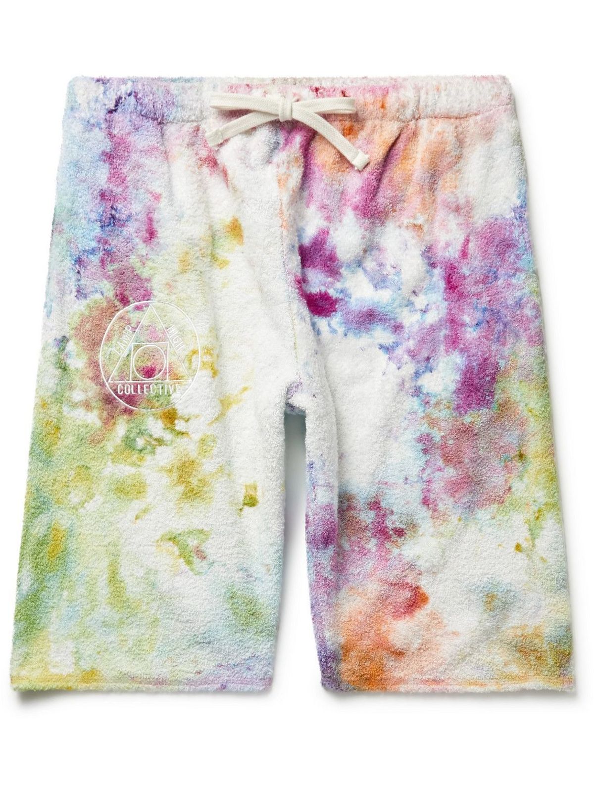 Camp High Transcendence Logo-Embroidered Tie-Dyed Cotton-Terry Drawstring Shorts