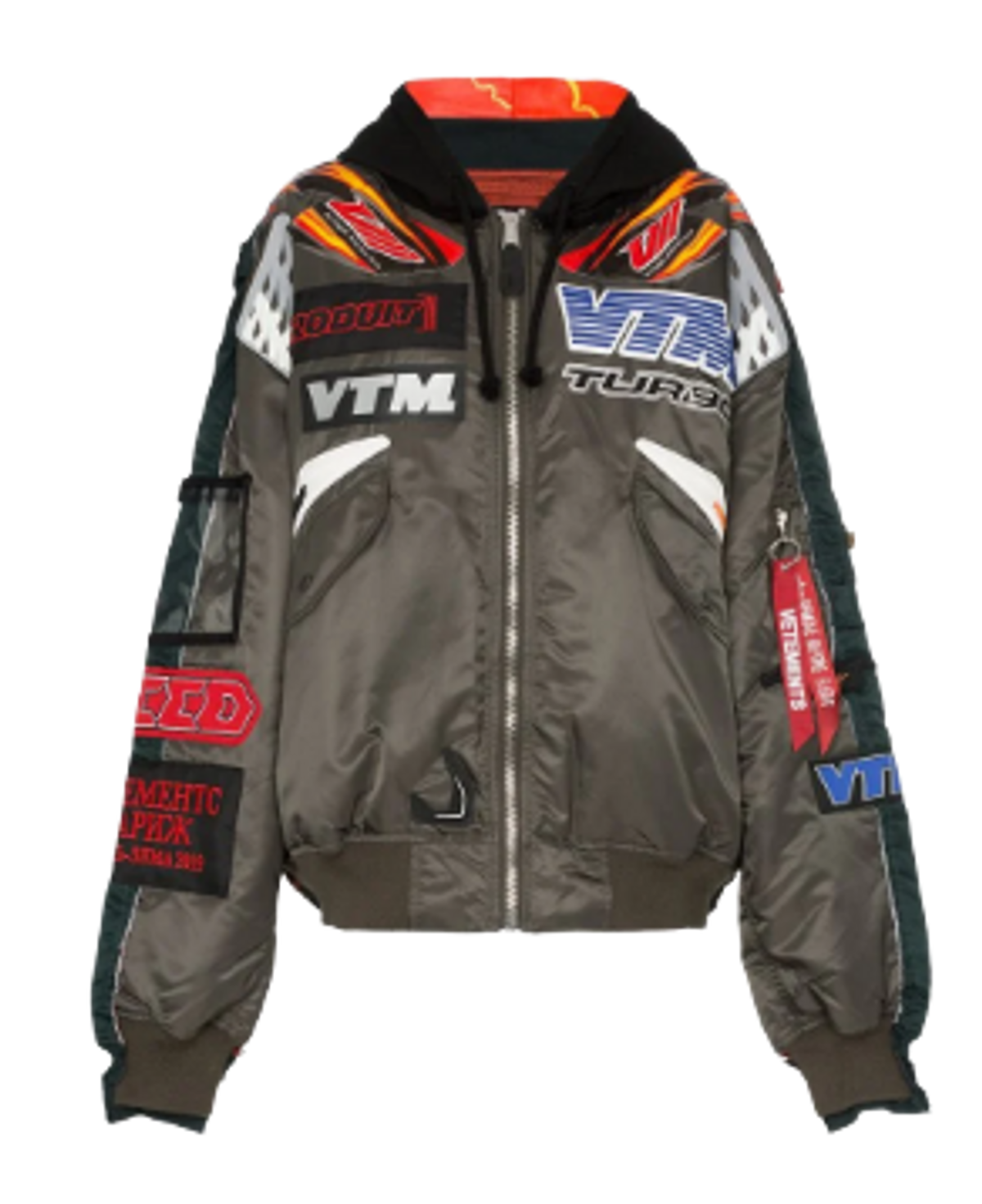 Vetements Patch Embellished Hoodie Bomber Jacket