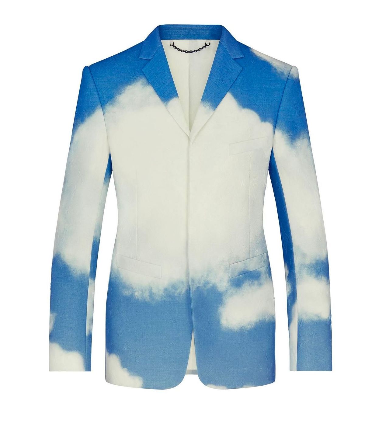 Louis Vuitton Blue White Wool Logo Embossed Clouds Jacket