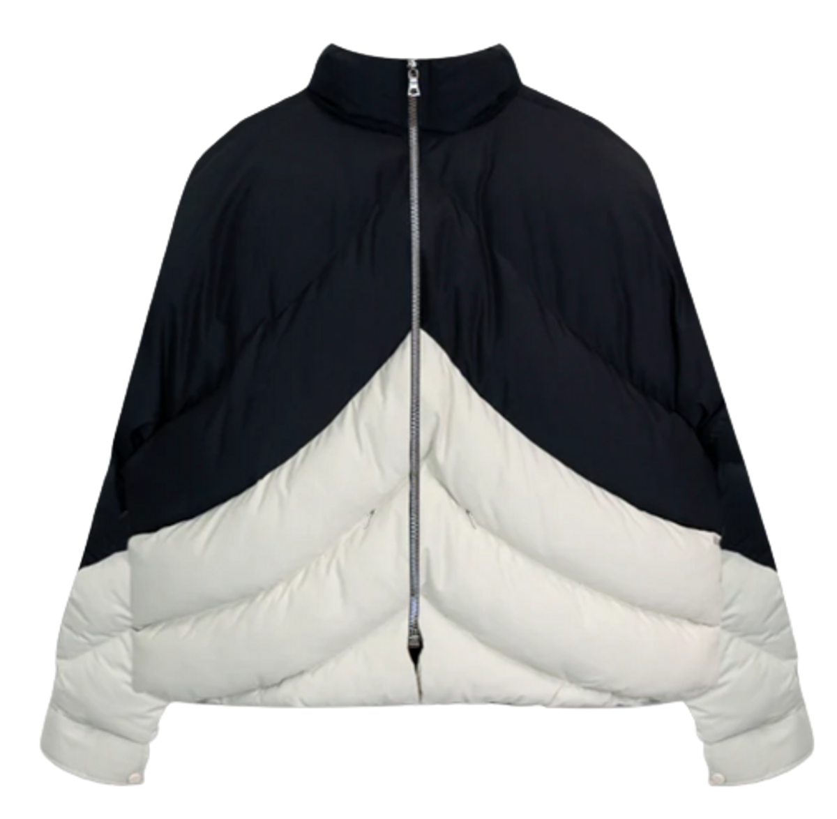 Rough. Bicolor Black White Puffer Jacket