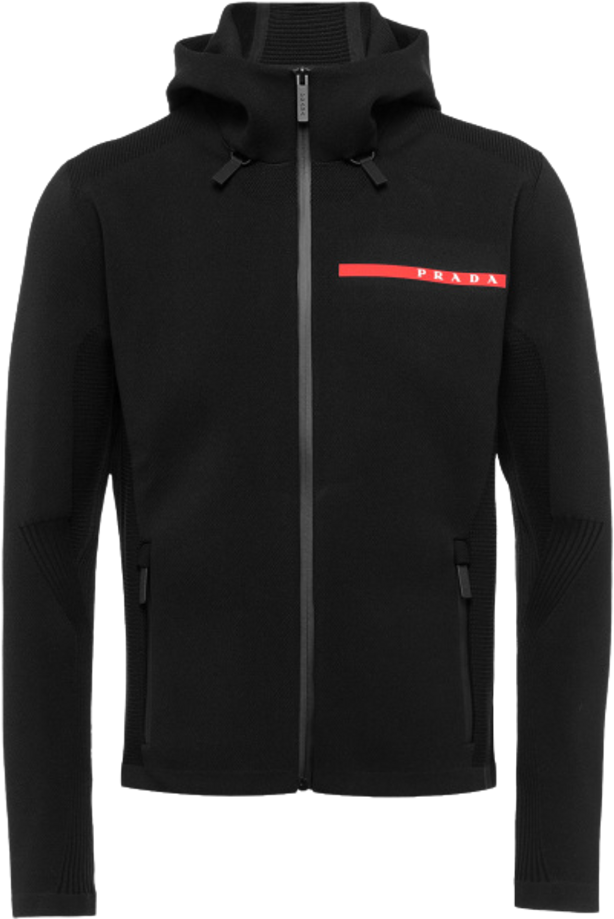 Prada Black Linea Rossa Zip Hoodie